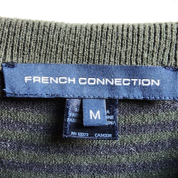 French Connection Green/Blue Cropped Striped Short Sleeve Sweater Size Medium - Picture 8 of 14